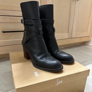 Christian Louboutin Ankle Karistrap Boots Red Bottom 37.5